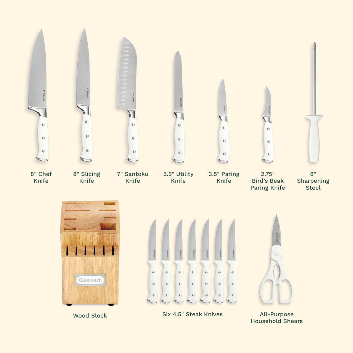 Cuisinart paring knife in block for detail work and peeling tasks.