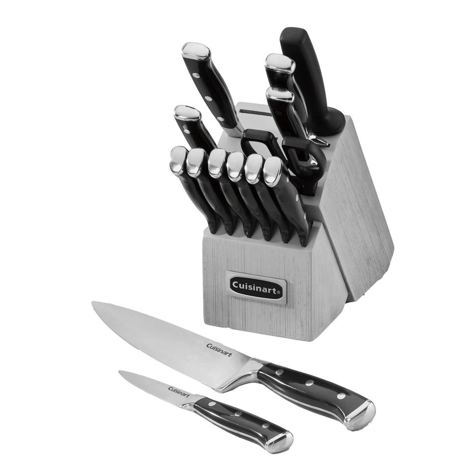 Cuisinart Classic forged knives in block display for organized kitchen prep.