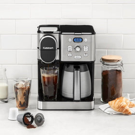 Cuisinart Coffee Center 10-cup thermal carafe keeps beverages hot longer.