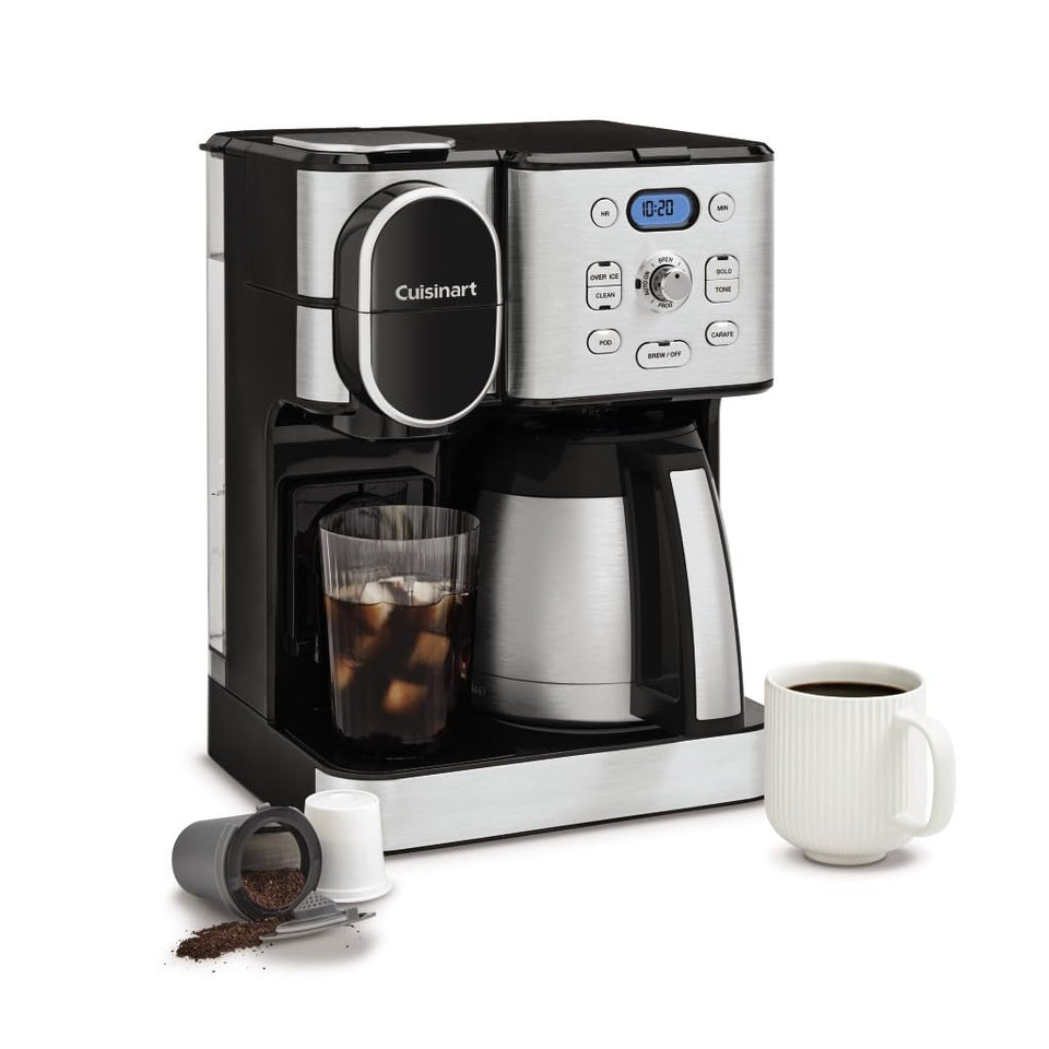 Cuisinart Coffee Center 2in1 brew system enables pot and pod coffee with ease.