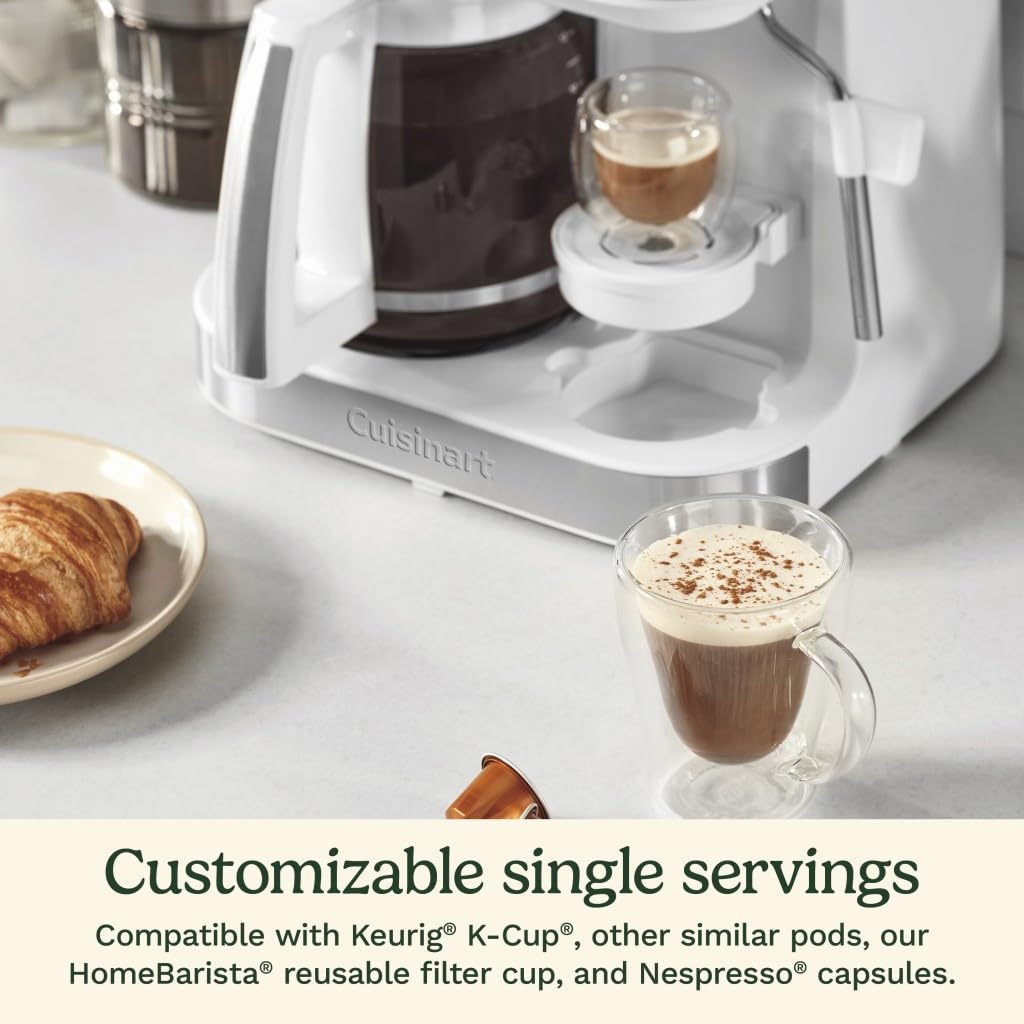 Cuisinart steam wand froths milk for cafe drinks at home.