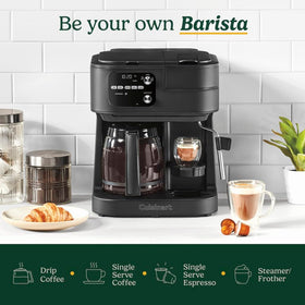Cuisinart Coffee Center Barista Bar steam wand close-up, ideal for frothing milk for lattes and cappuccinos.