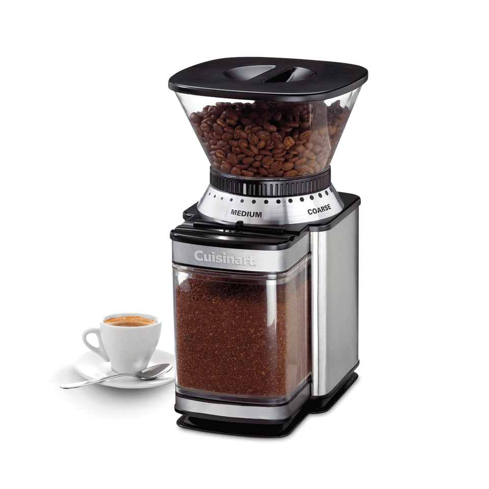 Cuisinart coffee grinder with 18-position dial for precise grind consistency.