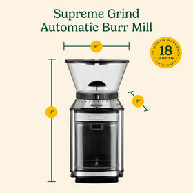Cuisinart coffee grinder with auto-stop timer for consistent cycles.