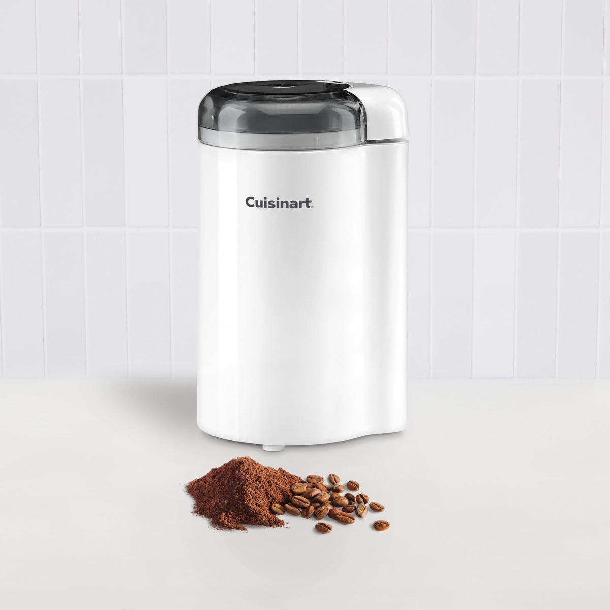 Cuisinart coffee grinder compact teardrop design to save counter space.