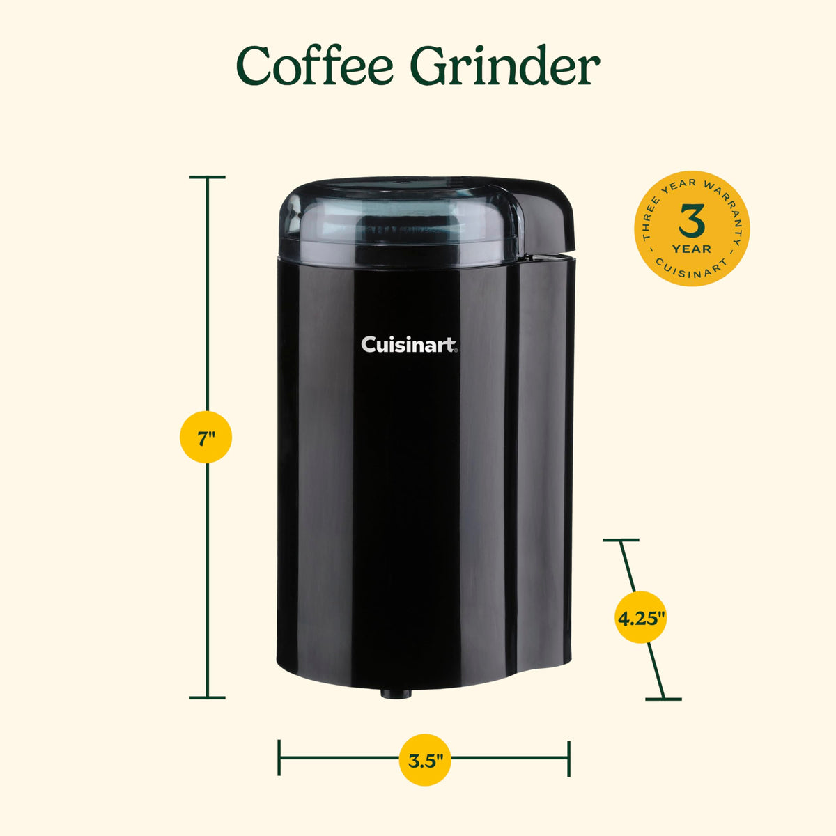 Cuisinart Coffee Grinder cord storage keeps your workspace tidy.