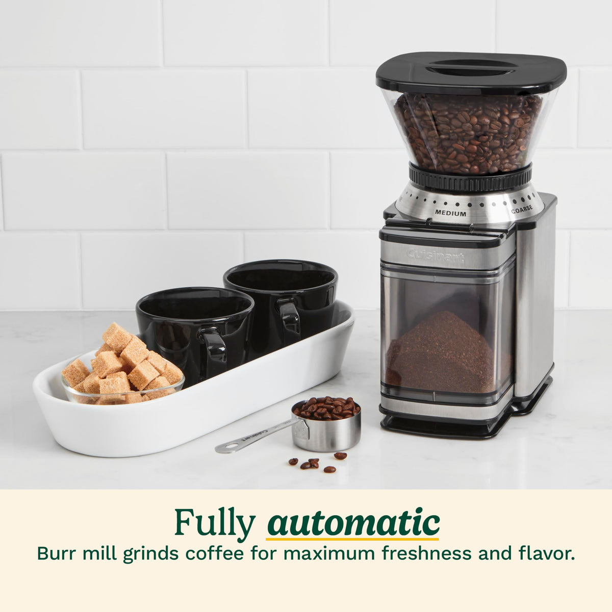 Cuisinart coffee grinder removable grind chamber for simple cleaning.