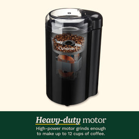 Cuisinart Coffee Grinder stainless steel blades ensure uniform grinding.