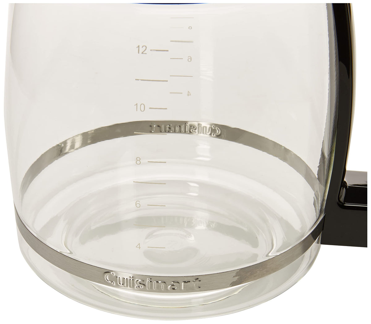Cuisinart carafe with ergonomic comfort grip handle, suitable for both left and right-handed users.