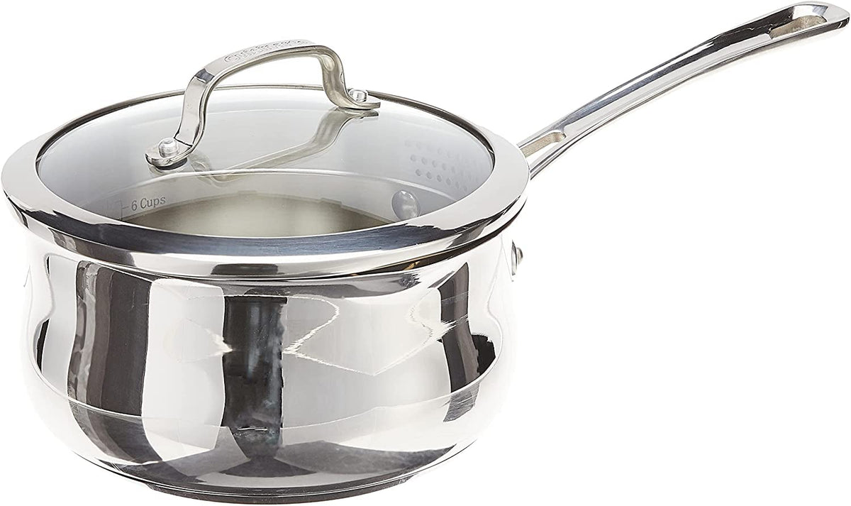 Cuisinart Contour tempered glass lid seals moisture for flavorful simmering