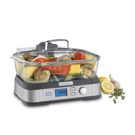 Cuisinart Cookfresh Glass Steamer with top-down steam for even cooking of vegetables