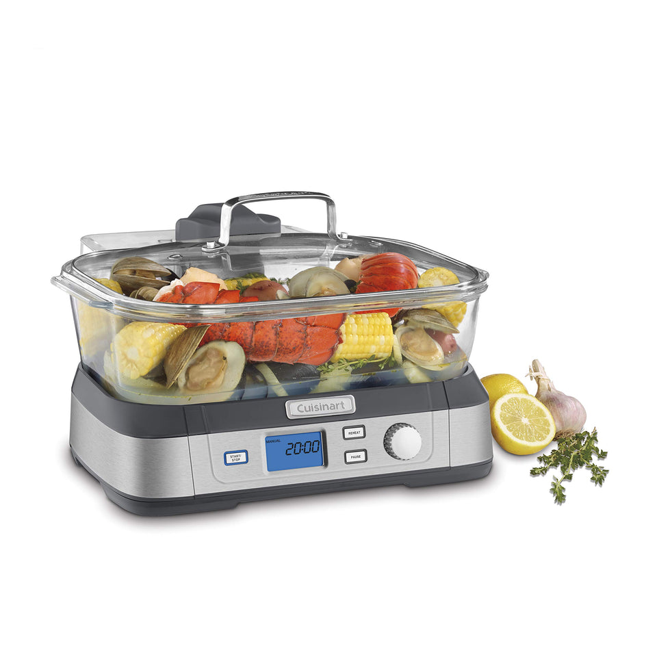 Cuisinart Cookfresh Glass Steamer with top-down steam for even cooking of vegetables