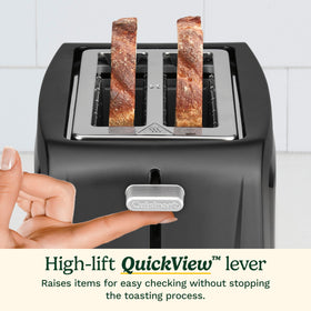 Cuisinart Core Collection defrost setting for even frozen bread toasting.