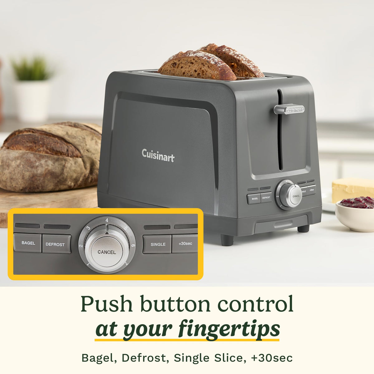 Cuisinart Core Collection toaster High-Lift Quickview lever for mid-cycle checks
