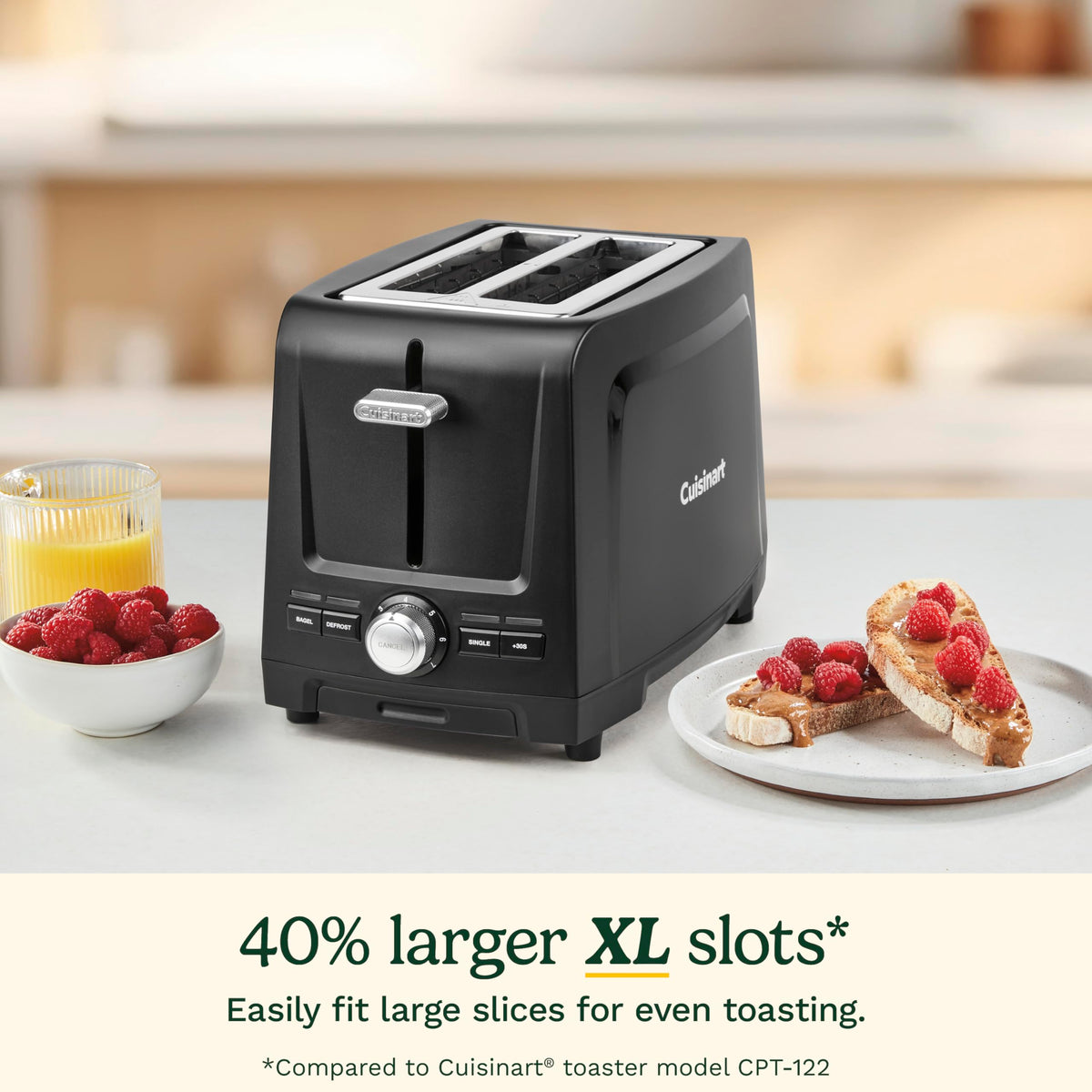 Cuisinart Core Collection toaster with High-Lift Quickview mid-toast checks.