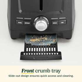 Cuisinart Core Collection removable crumb tray for easy cleaning.