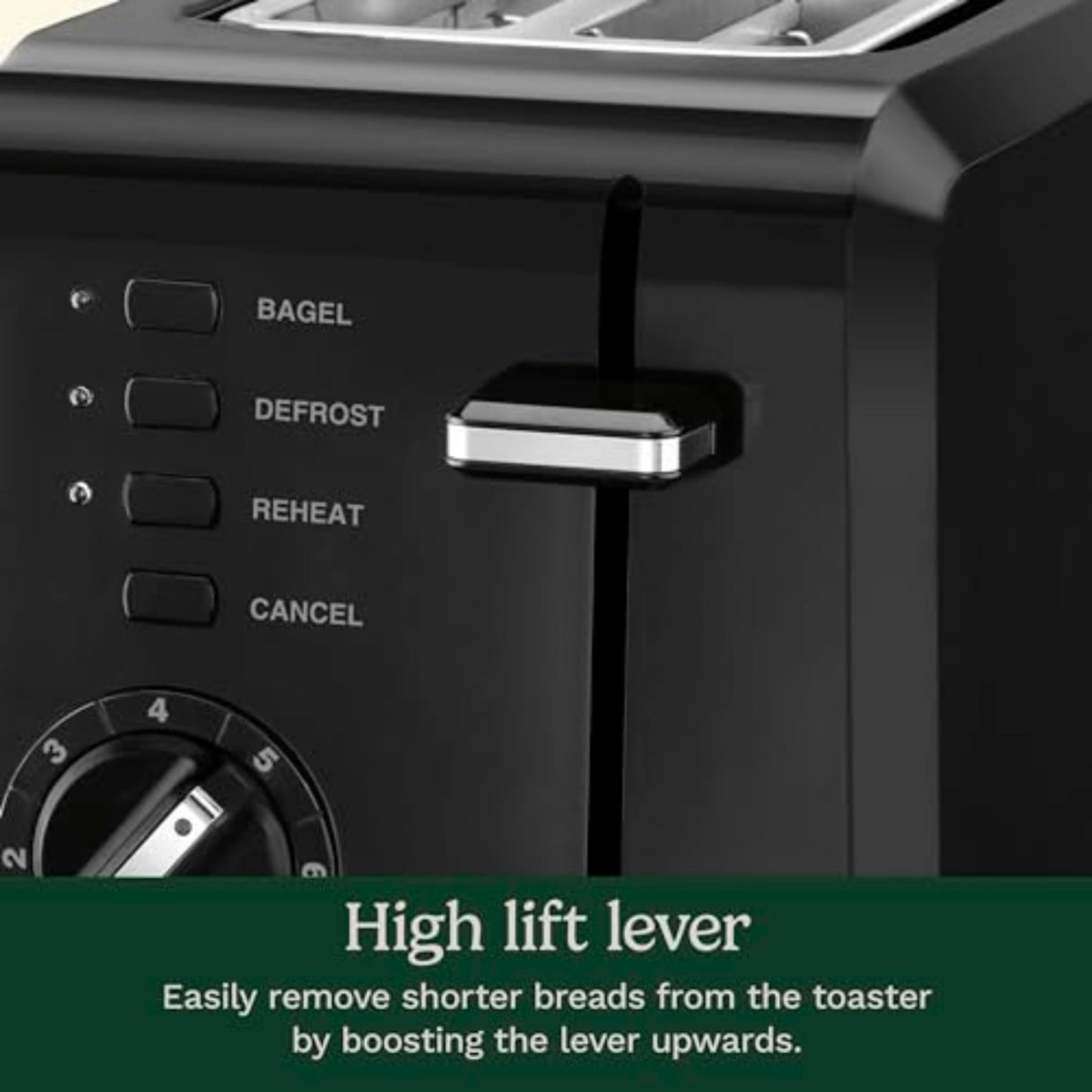 High-lift carriage on the Cuisinart CPT-122BK for easy handling