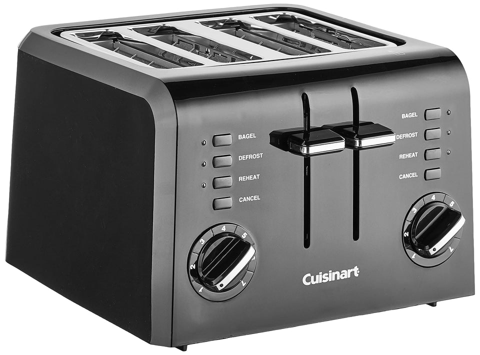 Cuisinart CPT-142BKP1 front view toaster showcases compact design with dual controls for small kitchens