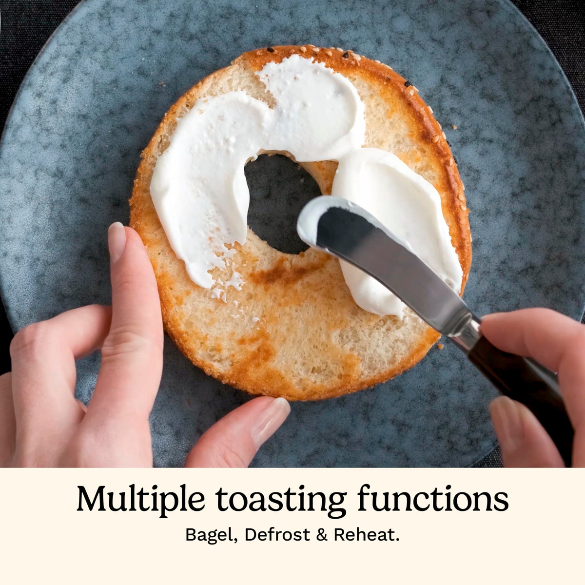 Cuisinart CPT-160 bagel toast action demonstrates bagel setting use