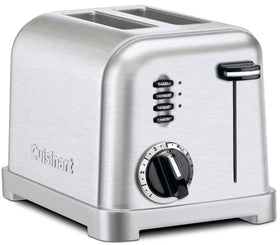 Cuisinart CPT-160 brushed stainless front view showing sleek design for even toasting