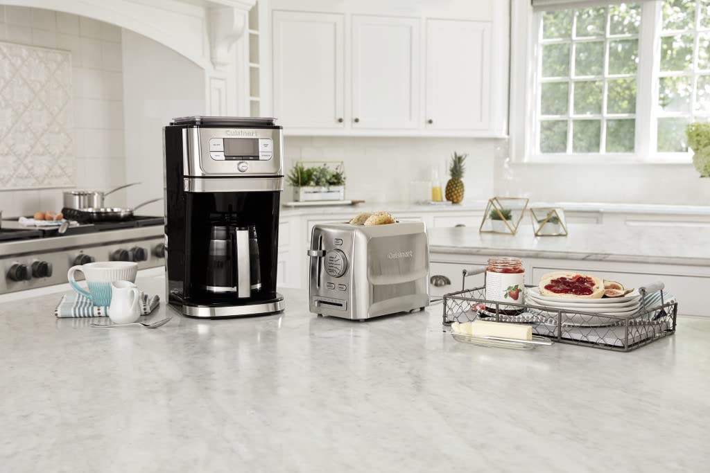 Cuisinart CPT-620P1 stainless steel compact toaster ideal for small spaces.