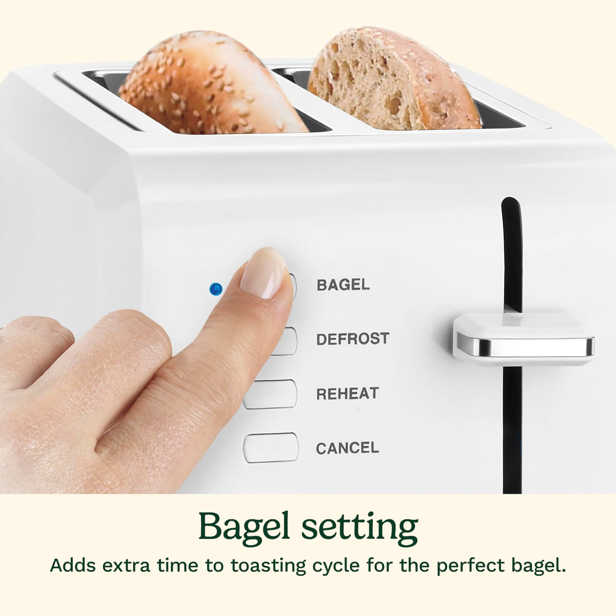 Cuisinart CPT-122 bagel slot wide slot for thick bagels and breads