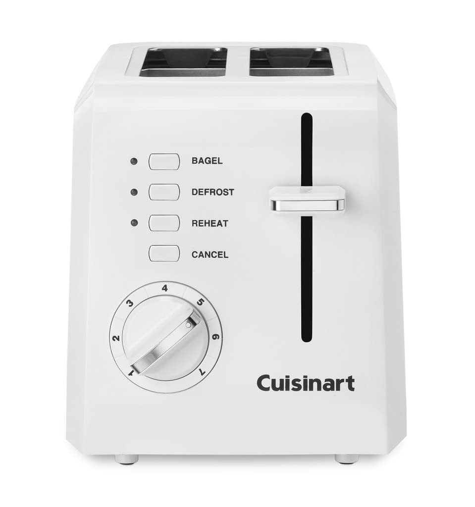 Cuisinart CPT-122 compact toaster side view showing space-saving design for small kitchens
