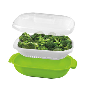 Cuisinart CTG-00-MST tray food placement showing versatile steaming setup