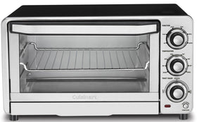 Cuisinart TOB-40N front view in brushed stainless steel, ideal for quick toasts