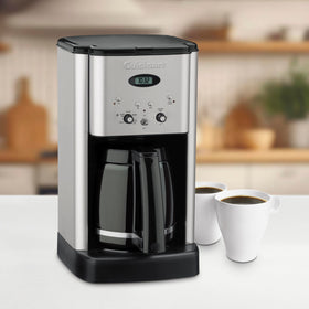 Cuisinart DCC-1200P1 close-up of brushed chrome exterior emphasizing durability.