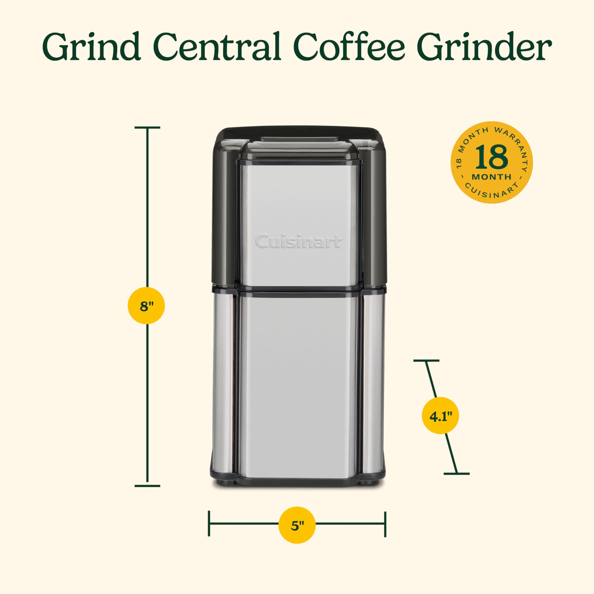 Cuisinart Grind Central with dishwasher-safe stainless steel bowl for easy cleanup
