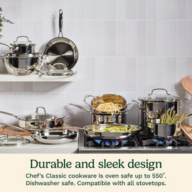 Cuisinart dishwasher-safe stainless skillet ready for easy cleanup after cooking