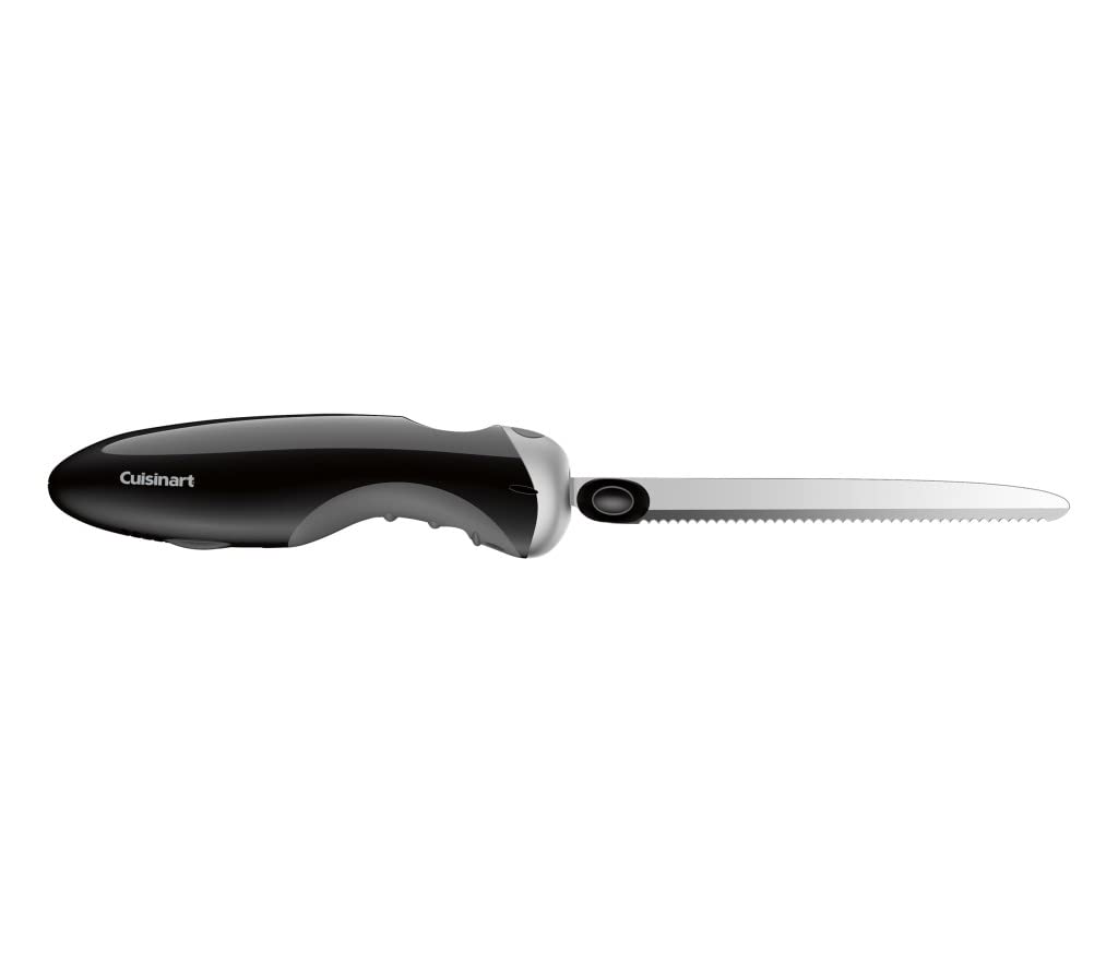 Cuisinart electric knife with black blade for precise slicing of meats and bread