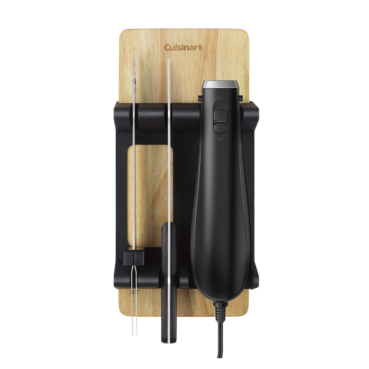 Cuisinart bamboo cutting board included for compact prep and serving space.
