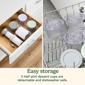 Cuisinart FastFreeze dishwasher-safe cups simplify cleanup after making treats.