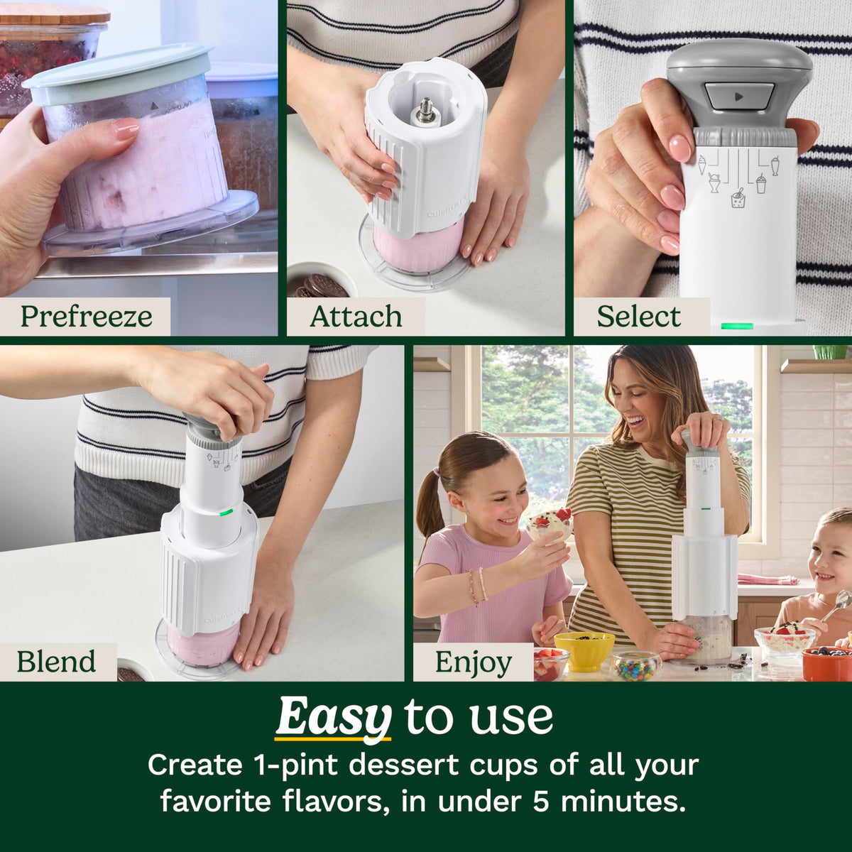Cuisinart FastFreeze MAX pre-freeze base prepares flavors in advance.