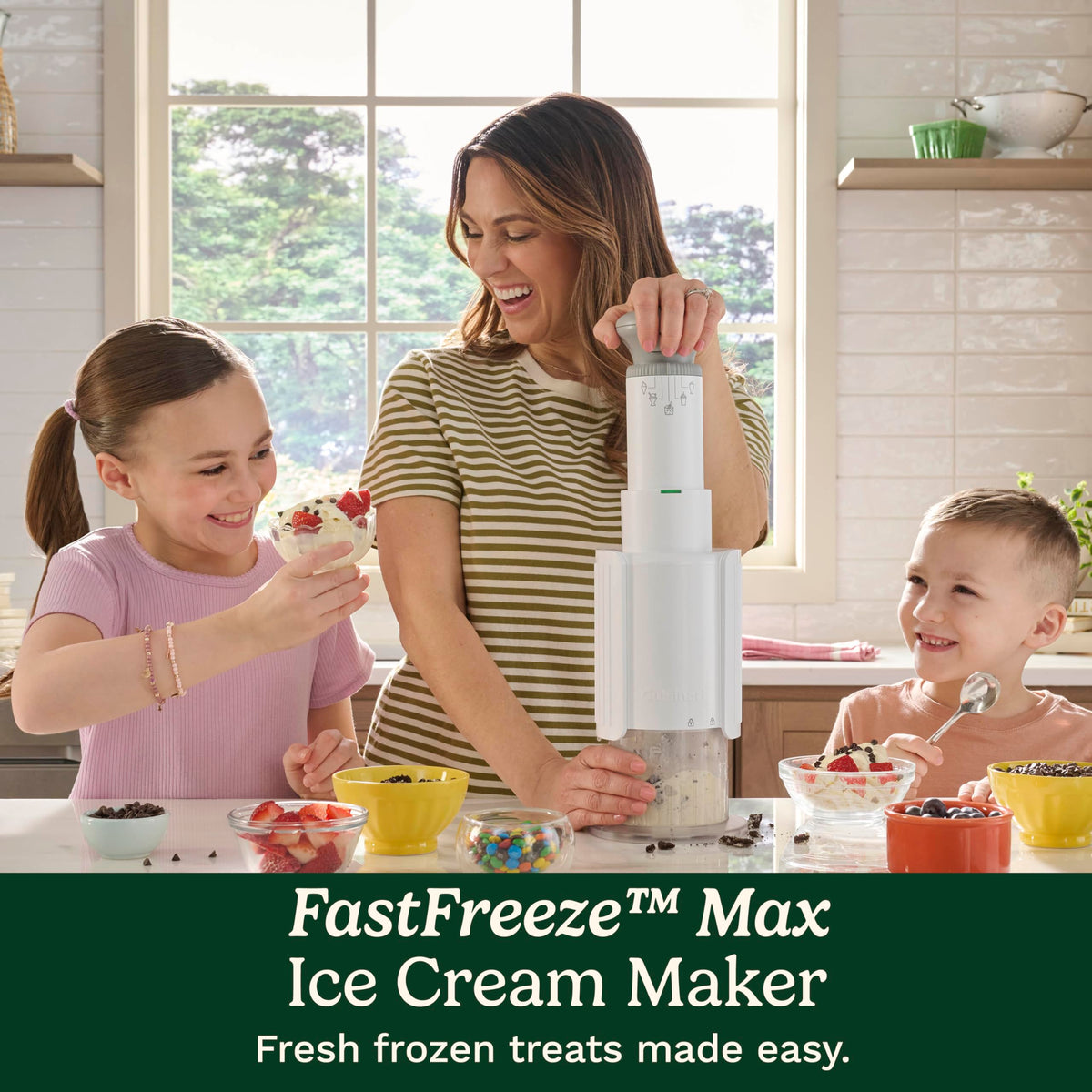 Cuisinart FastFreeze MAX two-pint cups enable shared, personalized dairy-free treats.