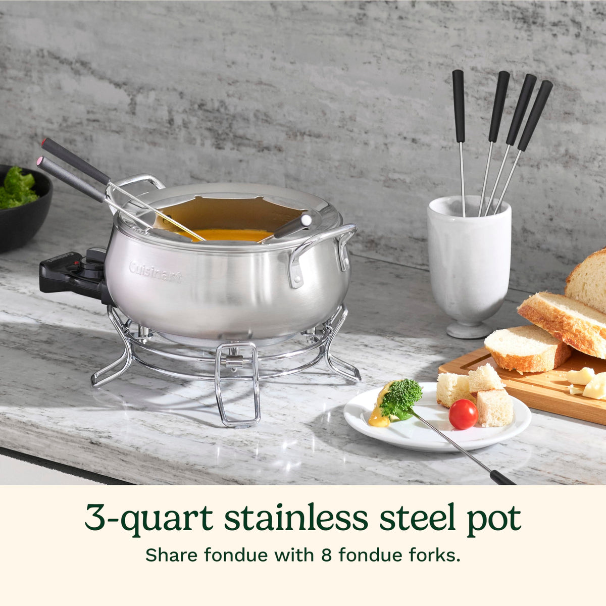 Cuisinart fondue pot bowl with nonstick interior for easy release.