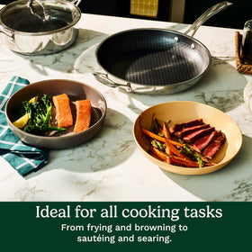 Cuisinart FusionPlus 12in skillet with lid suitable for large-batch browning.