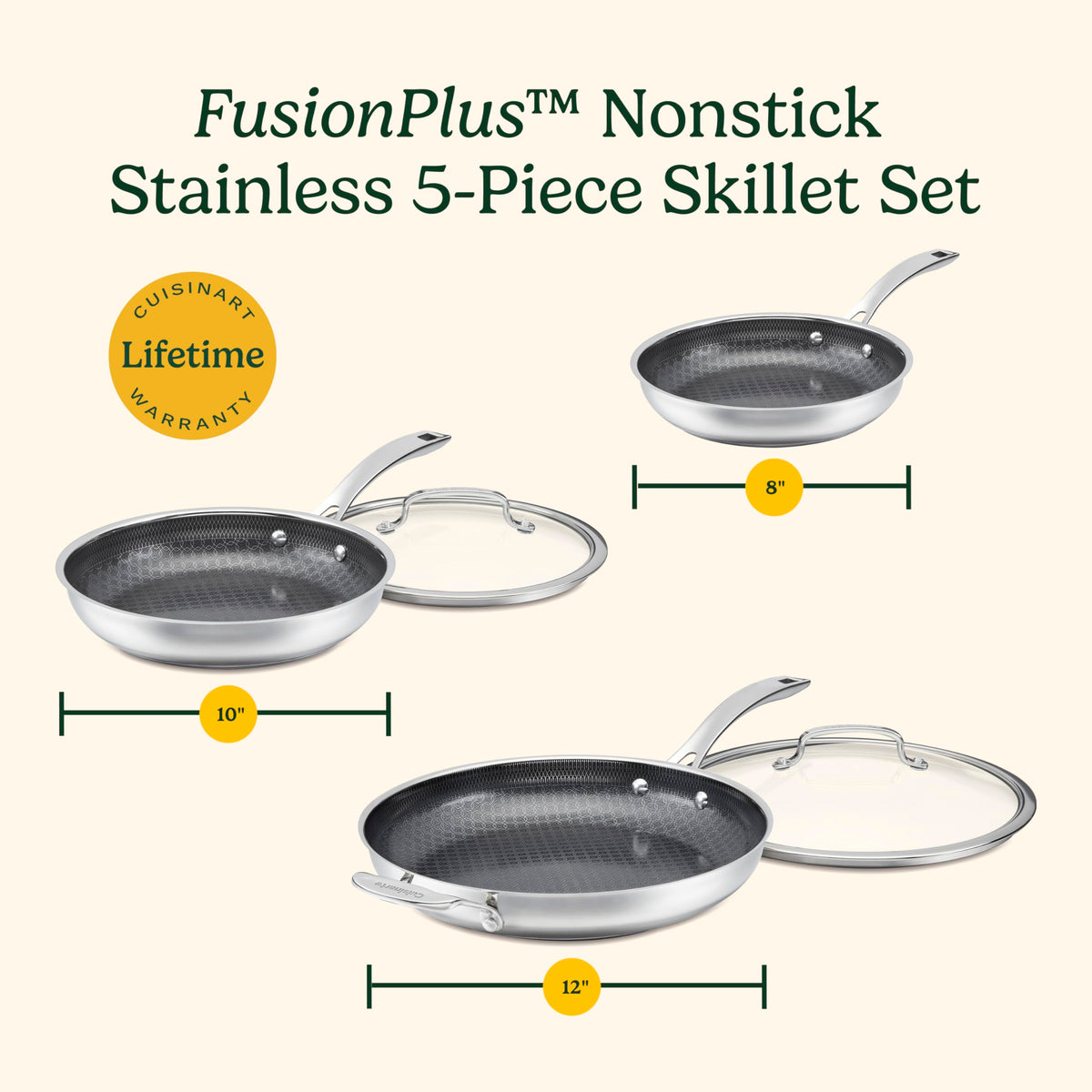 Cuisinart FusionPlus Purelysear ceramic surface delivers durable nonstick release.