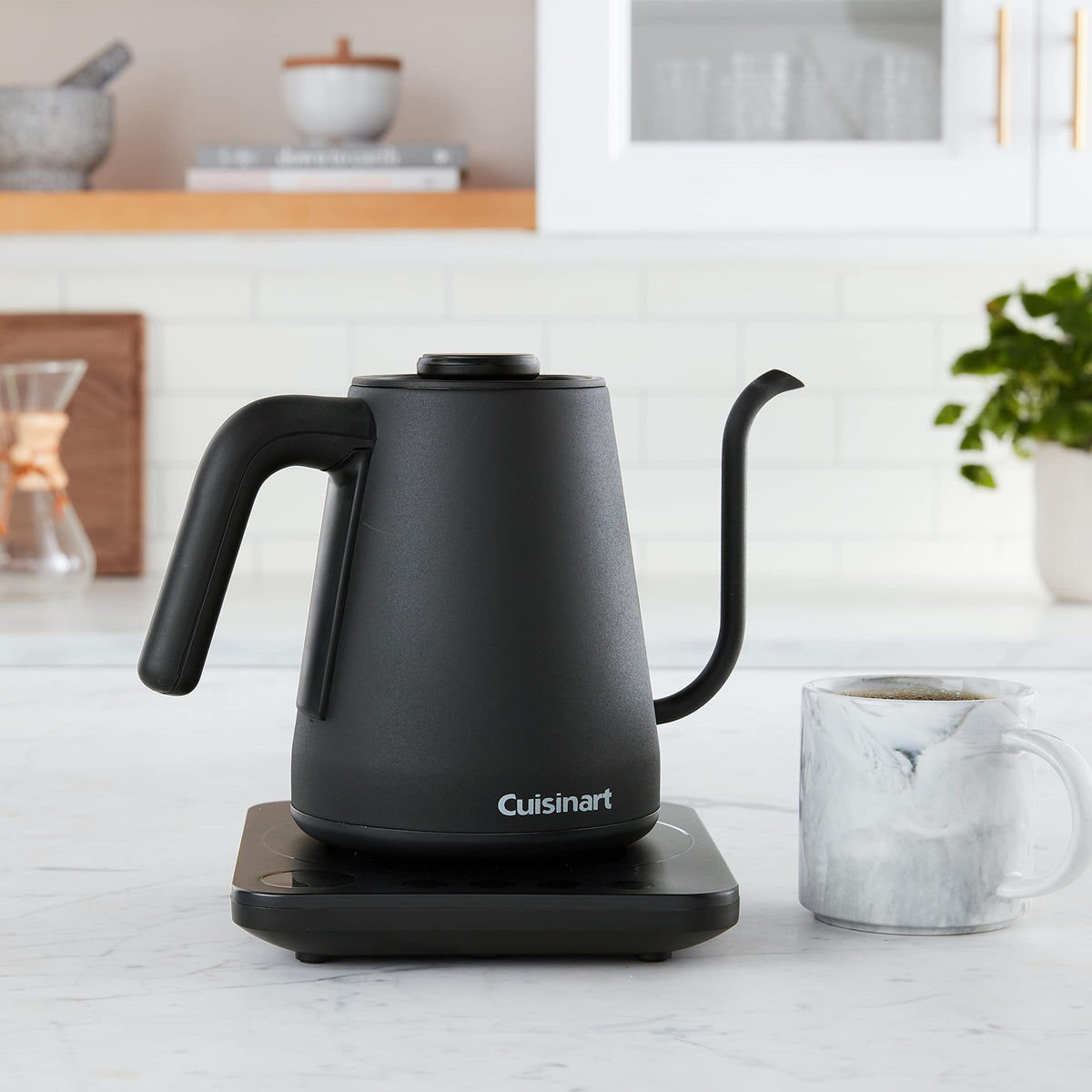 Cuisinart GK-1 precision pour spout delivers steady pour for pour-over coffee.