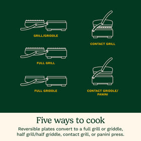 Cuisinart Griddler full griddle mode cooking pancakes and eggs.