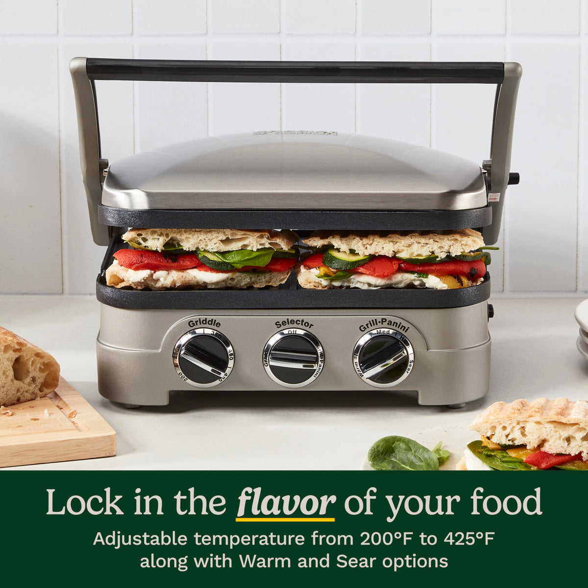 Cuisinart Griddler half grill half griddle for flexible meals.