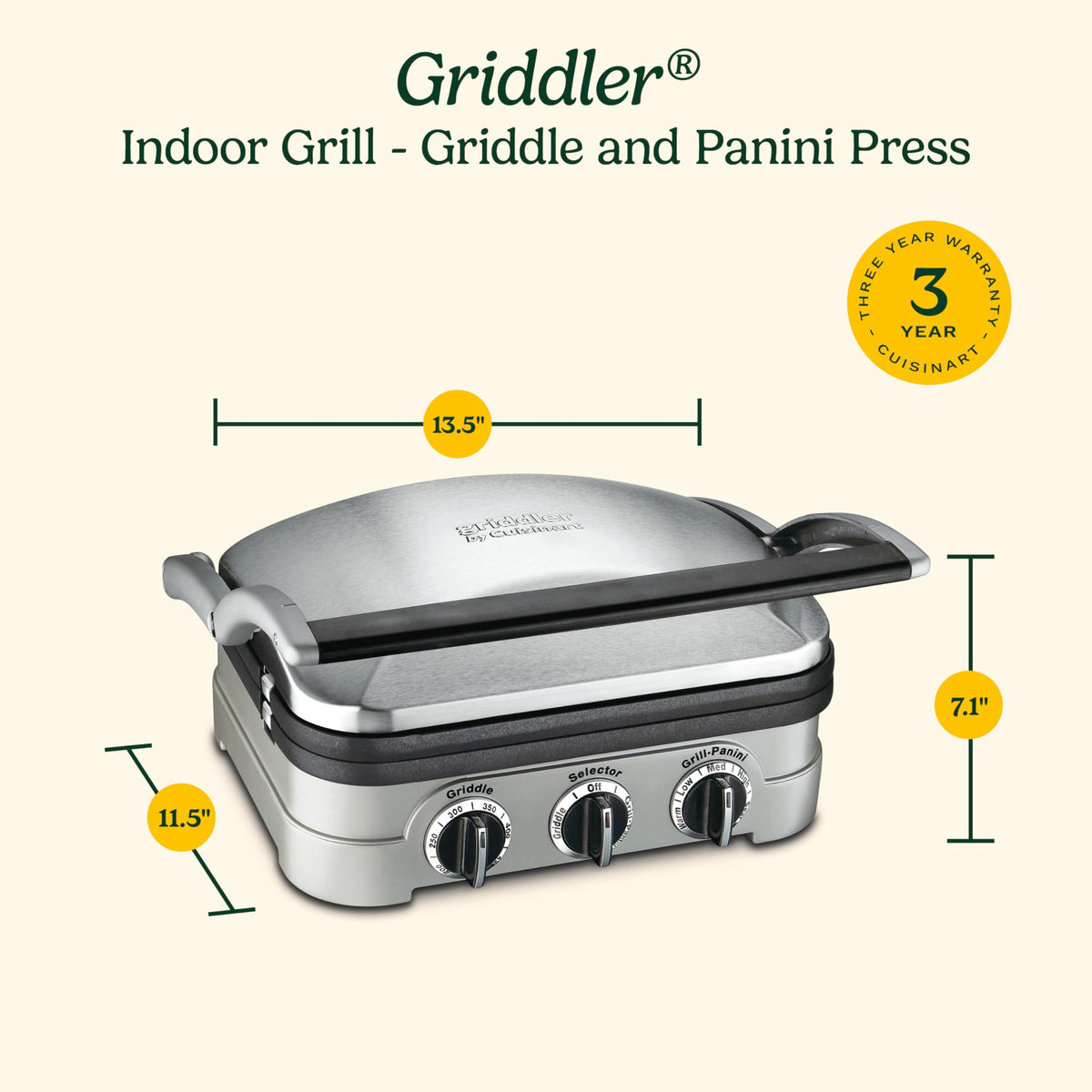 Cuisinart Griddler removable drip tray simplifies cleanup.