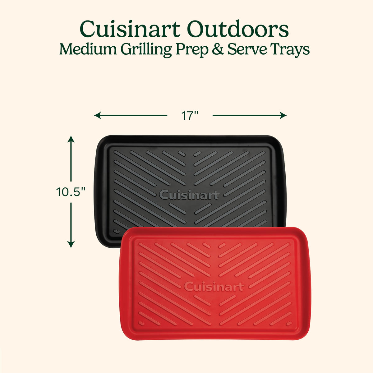 Cuisinart Grilling Serving Tray for cooked meat serves safely from grill to plate.