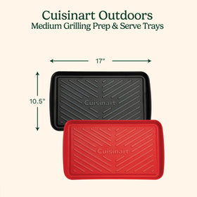 Cuisinart Grilling Serving Tray for cooked meat serves safely from grill to plate.