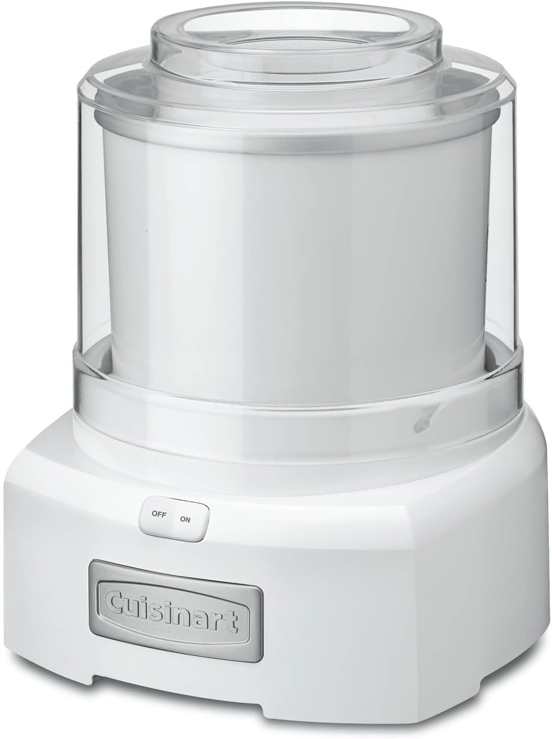 Cuisinart ice cream maker freezer bowl maintains cold temps for fast churns.