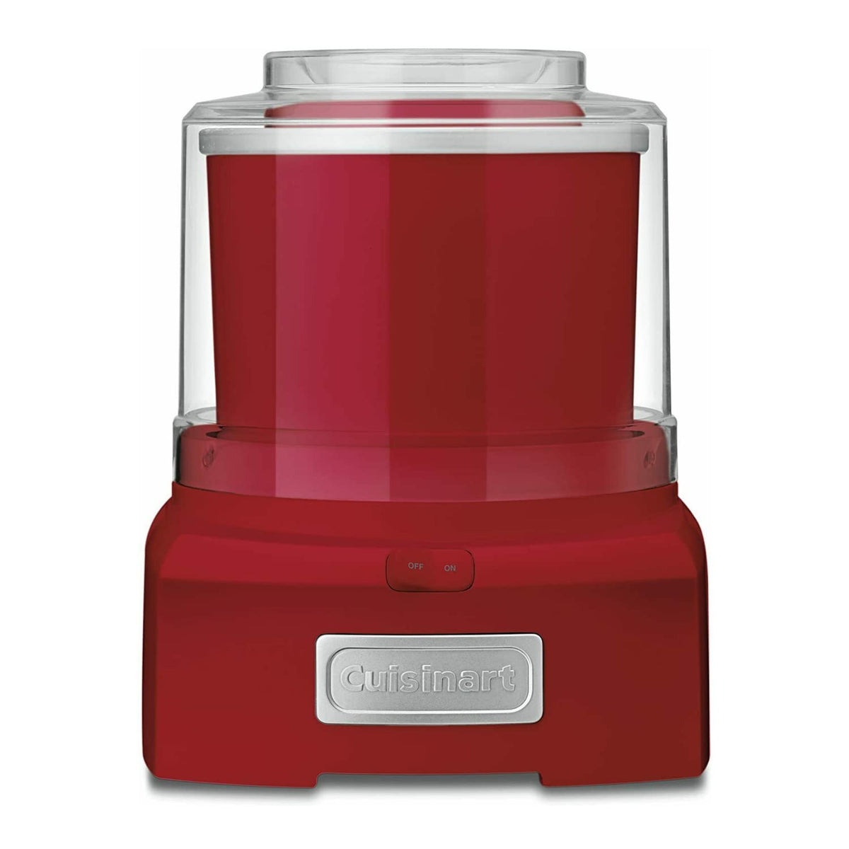 Cuisinart ice cream maker front view, compact design for quick desserts