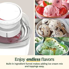 Cuisinart ice cream maker built in ingredient funnel makes adding mix-ins effortless.
