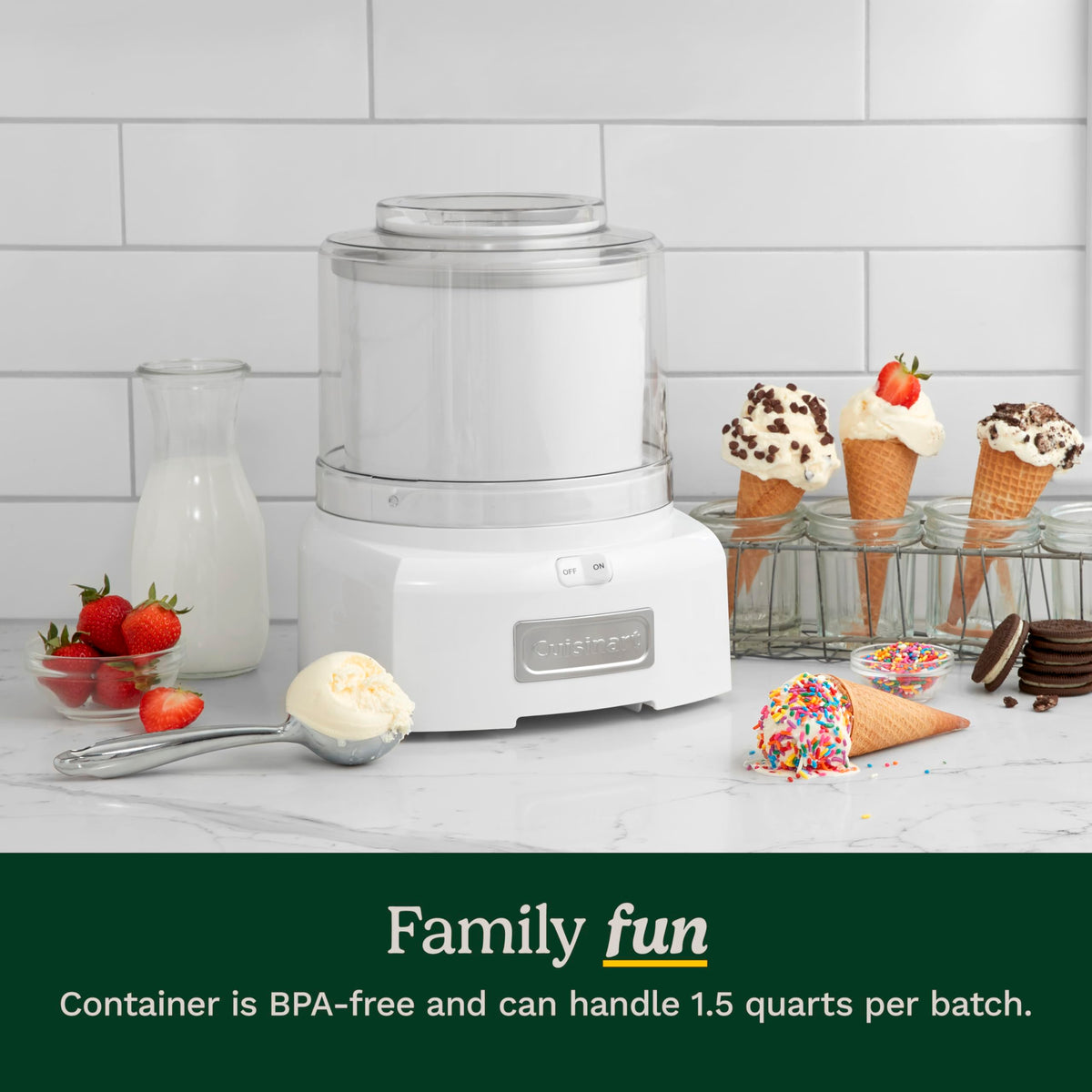 Cuisinart ice cream maker mixing paddle ensures smooth, creamy results.